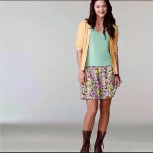 Anthropologie Leifnotes Floral Flounced Petunia Pull-On Mini Skirt Pockets Sz 4